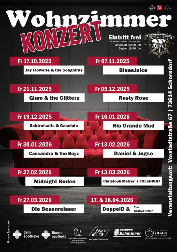 Übersicht aller Wohnzimmerkonzerte 2025/26